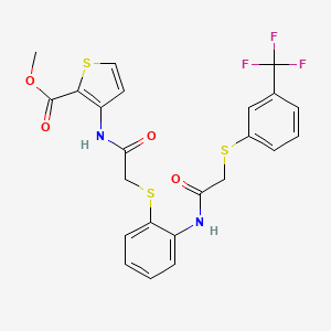 Methyl 3-{[2-({2-[(2-{[3-(trifluoromethyl)phenyl]sulfanyl}acetyl)amino]phenyl}sulfanyl)acetyl]amino}-2-thiophenecarboxylate