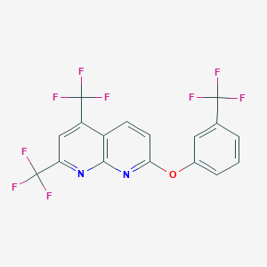 molecular formula C17H7F9N2O B2883708 2,4-Bis(trifluoromethyl)-7-[3-(trifluoromethyl)phenoxy]-1,8-naphthyridine CAS No. 303996-18-1