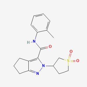 molecular formula C18H21N3O3S B2883741 2-(1,1-dioxidotetrahydrothiophen-3-yl)-N-(o-tolyl)-2,4,5,6-tetrahydrocyclopenta[c]pyrazole-3-carboxamide CAS No. 1105231-31-9