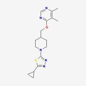 2-Cyclopropyl-5-(4-(((5,6-dimethylpyrimidin-4-yl)oxy)methyl)piperidin-1-yl)-1,3,4-thiadiazole