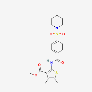 molecular formula C21H26N2O5S2 B2883746 Methyl 4,5-dimethyl-2-(4-((4-methylpiperidin-1-yl)sulfonyl)benzamido)thiophene-3-carboxylate CAS No. 896615-76-2