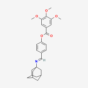 molecular formula C27H31NO5 B2883747 4-[(1E)-[(adamantan-1-yl)imino]methyl]phenyl 3,4,5-trimethoxybenzoate CAS No. 1321987-80-7