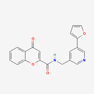 molecular formula C20H14N2O4 B2883753 N-((5-(furan-2-yl)pyridin-3-yl)methyl)-4-oxo-4H-chromene-2-carboxamide CAS No. 2034465-83-1