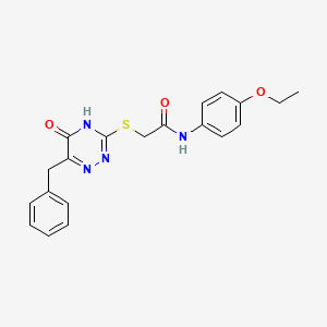 molecular formula C20H20N4O3S B2883755 N-(4-ethoxyphenyl)-2-[5-hydroxy-6-benzyl(1,2,4-triazin-3-ylthio)]acetamide CAS No. 881437-73-6