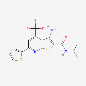 molecular formula C16H14F3N3OS2 B2883762 3-amino-N-(propan-2-yl)-6-(thiophen-2-yl)-4-(trifluoromethyl)thieno[2,3-b]pyridine-2-carboxamide CAS No. 371945-19-6