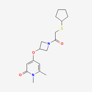 molecular formula C17H24N2O3S B2883772 4-((1-(2-(cyclopentylthio)acetyl)azetidin-3-yl)oxy)-1,6-dimethylpyridin-2(1H)-one CAS No. 2034426-87-2