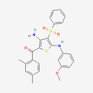 molecular formula C26H24N2O4S2 B2883794 3-(BENZENESULFONYL)-5-(2,4-DIMETHYLBENZOYL)-N2-(3-METHOXYPHENYL)THIOPHENE-2,4-DIAMINE CAS No. 892291-50-8