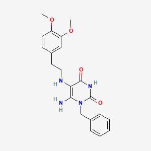 molecular formula C21H24N4O4 B2883804 6-Amino-1-benzyl-5-[2-(3,4-dimethoxy-phenyl)-ethylamino]-1H-pyrimidine-2,4-dione CAS No. 554405-18-4