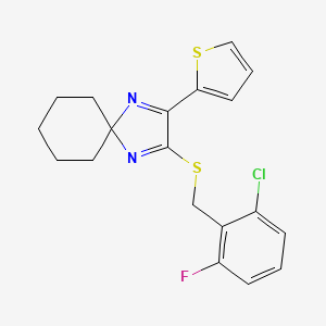 2-{[(2-chloro-6-fluorophenyl)methyl]sulfanyl}-3-(thiophen-2-yl)-1,4-diazaspiro[4.5]deca-1,3-diene