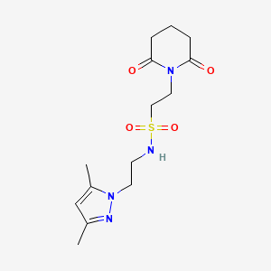 molecular formula C14H22N4O4S B2883816 N-(2-(3,5-dimethyl-1H-pyrazol-1-yl)ethyl)-2-(2,6-dioxopiperidin-1-yl)ethanesulfonamide CAS No. 1226442-04-1