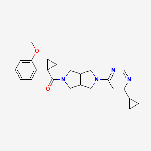 molecular formula C24H28N4O2 B2883817 [2-(6-Cyclopropylpyrimidin-4-yl)-1,3,3a,4,6,6a-hexahydropyrrolo[3,4-c]pyrrol-5-yl]-[1-(2-methoxyphenyl)cyclopropyl]methanone CAS No. 2415453-19-7