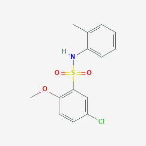 molecular formula C14H14ClNO3S B288382 5-chloro-2-methoxy-N-(2-methylphenyl)benzenesulfonamide 