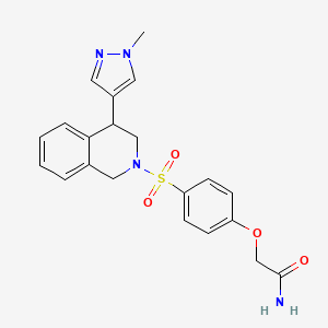 molecular formula C21H22N4O4S B2883820 2-(4-((4-(1-methyl-1H-pyrazol-4-yl)-3,4-dihydroisoquinolin-2(1H)-yl)sulfonyl)phenoxy)acetamide CAS No. 2034298-68-3