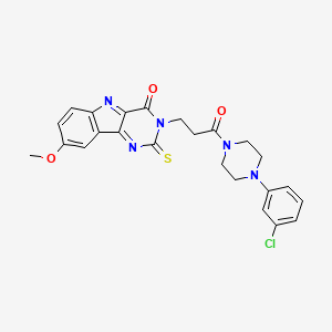 3-[3-[4-(3-Chlorophenyl)piperazin-1-yl]-3-oxopropyl]-8-methoxy-2-sulfanylidenepyrimido[5,4-b]indol-4-one