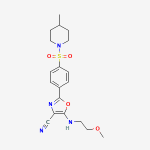 5-[(2-Methoxyethyl)amino]-2-{4-[(4-methylpiperidin-1-yl)sulfonyl]phenyl}-1,3-oxazole-4-carbonitrile