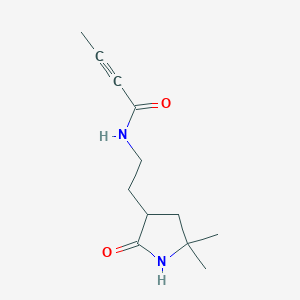 molecular formula C12H18N2O2 B2883826 N-[2-(5,5-Dimethyl-2-oxopyrrolidin-3-yl)ethyl]but-2-ynamide CAS No. 2411318-41-5
