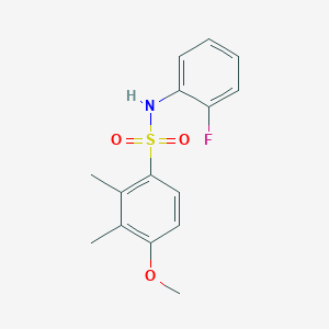 molecular formula C15H16FNO3S B288383 N-(2-fluorophenyl)-4-methoxy-2,3-dimethylbenzenesulfonamide 