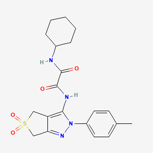 molecular formula C20H24N4O4S B2883864 N1-cyclohexyl-N2-(5,5-dioxido-2-(p-tolyl)-4,6-dihydro-2H-thieno[3,4-c]pyrazol-3-yl)oxalamide CAS No. 899994-62-8