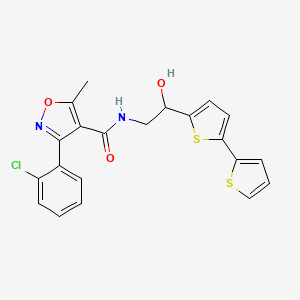 molecular formula C21H17ClN2O3S2 B2883872 N-(2-{[2,2'-联噻吩]-5-基}-2-羟乙基)-3-(2-氯苯基)-5-甲基-1,2-恶唑-4-甲酰胺 CAS No. 2097913-66-9