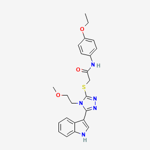molecular formula C23H25N5O3S B2883887 2-((5-(1H-indol-3-yl)-4-(2-methoxyethyl)-4H-1,2,4-triazol-3-yl)thio)-N-(4-ethoxyphenyl)acetamide CAS No. 852144-79-7