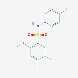 molecular formula C15H16INO3S B288389 N-(4-iodophenyl)-2-methoxy-4,5-dimethylbenzenesulfonamide 