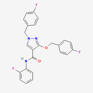 molecular formula C24H18F3N3O2 B2883891 1-(4-fluorobenzyl)-3-((4-fluorobenzyl)oxy)-N-(2-fluorophenyl)-1H-pyrazole-4-carboxamide CAS No. 1014090-17-5