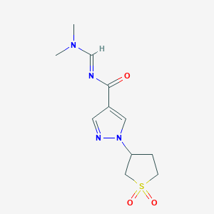 molecular formula C11H16N4O3S B2883899 N-(dimethylaminomethylidene)-1-(1,1-dioxothiolan-3-yl)pyrazole-4-carboxamide CAS No. 251096-54-5