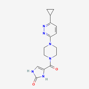 molecular formula C15H18N6O2 B2883905 4-(4-(6-cyclopropylpyridazin-3-yl)piperazine-1-carbonyl)-1H-imidazol-2(3H)-one CAS No. 2034370-13-1