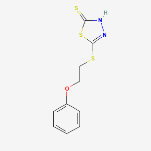 molecular formula C10H10N2OS3 B2883910 5-[(2-Phenoxyethyl)sulfanyl]-1,3,4-thiadiazol-2-ylhydrosulfide CAS No. 303988-38-7