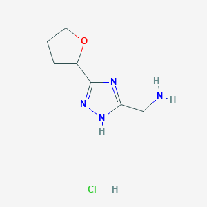 [5-(oxolan-2-yl)-4H-1,2,4-triazol-3-yl]methanamine hydrochloride