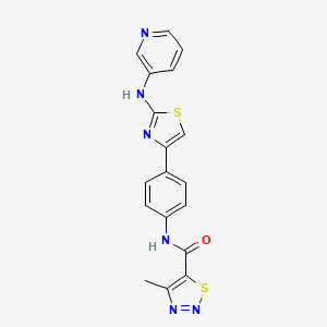molecular formula C18H14N6OS2 B2883924 4-methyl-N-(4-(2-(pyridin-3-ylamino)thiazol-4-yl)phenyl)-1,2,3-thiadiazole-5-carboxamide CAS No. 1797334-34-9