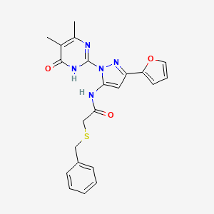 molecular formula C22H21N5O3S B2883930 2-(benzylthio)-N-(1-(4,5-dimethyl-6-oxo-1,6-dihydropyrimidin-2-yl)-3-(furan-2-yl)-1H-pyrazol-5-yl)acetamide CAS No. 1171956-01-6
