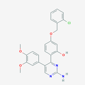 2-(2-Amino-5-(3,4-dimethoxyphenyl)pyrimidin-4-yl)-5-((2-chlorobenzyl)oxy)phenol