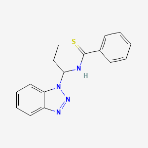 molecular formula C16H16N4S B2883955 N-[1-(benzotriazol-1-yl)propyl]benzenecarbothioamide CAS No. 170937-80-1