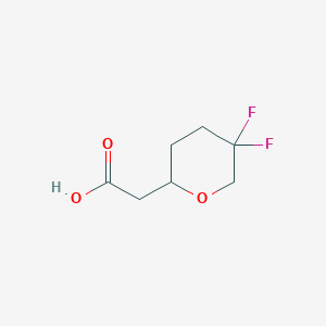 molecular formula C7H10F2O3 B2883958 2-(5,5-二氟氧杂环-2-基)乙酸 CAS No. 2290004-29-2