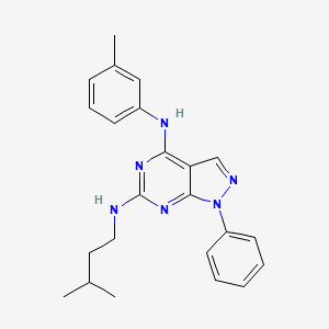 molecular formula C23H26N6 B2883959 N~6~-(3-methylbutyl)-N~4~-(3-methylphenyl)-1-phenyl-1H-pyrazolo[3,4-d]pyrimidine-4,6-diamine CAS No. 946265-61-8