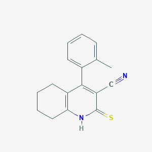 molecular formula C17H16N2S B2883971 2-Thioxo-4-(o-tolyl)-1,2,5,6,7,8-hexahydroquinoline-3-carbonitrile CAS No. 165266-08-0