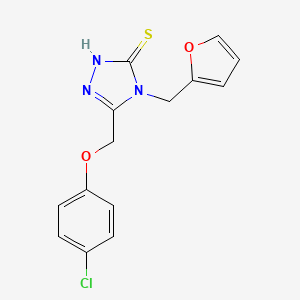 molecular formula C14H12ClN3O2S B2883972 5-(4-氯苯氧甲基)-4-(呋喃-2-基甲基)-4H-1,2,4-三唑-3-硫醇 CAS No. 727696-09-5