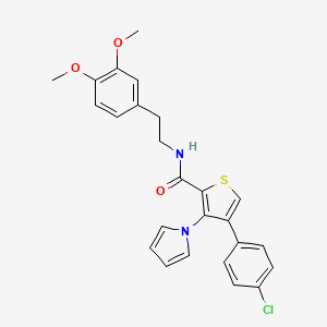 molecular formula C25H23ClN2O3S B2883974 4-(4-chlorophenyl)-N-[2-(3,4-dimethoxyphenyl)ethyl]-3-(1H-pyrrol-1-yl)thiophene-2-carboxamide CAS No. 1291854-54-0