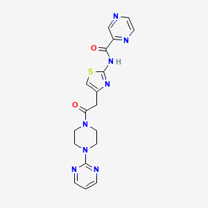 molecular formula C18H18N8O2S B2883982 N-(4-(2-oxo-2-(4-(pyrimidin-2-yl)piperazin-1-yl)ethyl)thiazol-2-yl)pyrazine-2-carboxamide CAS No. 1211276-32-2