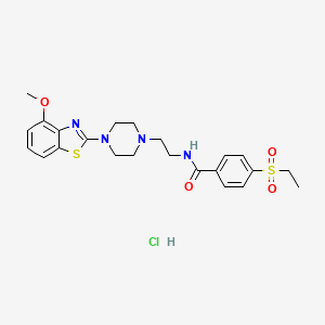 molecular formula C23H29ClN4O4S2 B2883989 4-(ethylsulfonyl)-N-(2-(4-(4-methoxybenzo[d]thiazol-2-yl)piperazin-1-yl)ethyl)benzamide hydrochloride CAS No. 1216879-85-4