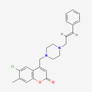 molecular formula C24H25ClN2O2 B2883997 (E)-6-chloro-4-((4-cinnamylpiperazin-1-yl)methyl)-7-methyl-2H-chromen-2-one CAS No. 899405-00-6