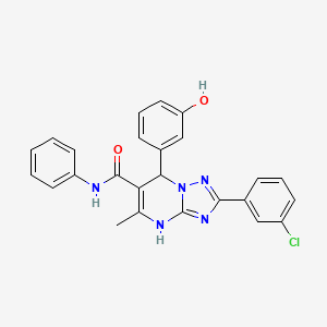 molecular formula C25H20ClN5O2 B2883998 2-(3-chlorophenyl)-7-(3-hydroxyphenyl)-5-methyl-N-phenyl-4,7-dihydro-[1,2,4]triazolo[1,5-a]pyrimidine-6-carboxamide CAS No. 538343-86-1