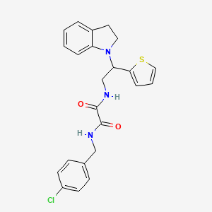 molecular formula C23H22ClN3O2S B2884005 N1-(4-chlorobenzyl)-N2-(2-(indolin-1-yl)-2-(thiophen-2-yl)ethyl)oxalamide CAS No. 898407-53-9