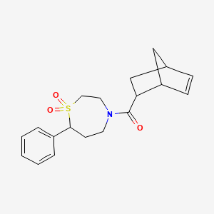 molecular formula C19H23NO3S B2884020 双环[2.2.1]庚-5-烯-2-基(1,1-二氧化-7-苯基-1,4-噻氮杂环-4-基)甲酮 CAS No. 2034515-44-9