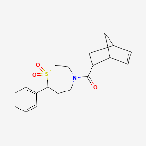 molecular formula C19H23NO3S B2884020 4-{bicyclo[2.2.1]hept-5-ene-2-carbonyl}-7-phenyl-1lambda6,4-thiazepane-1,1-dione CAS No. 2034515-44-9