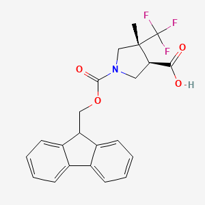 molecular formula C22H20F3NO4 B2884021 (3R,4R)-1-(9H-Fluoren-9-ylmethoxycarbonyl)-4-methyl-4-(trifluoromethyl)pyrrolidine-3-carboxylic acid CAS No. 2377005-11-1