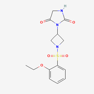 molecular formula C14H17N3O5S B2884023 3-(1-((2-Ethoxyphenyl)sulfonyl)azetidin-3-yl)imidazolidine-2,4-dione CAS No. 2034311-29-8