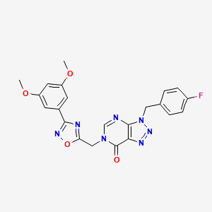 molecular formula C22H18FN7O4 B2884029 6-((3-(3,5-dimethoxyphenyl)-1,2,4-oxadiazol-5-yl)methyl)-3-(4-fluorobenzyl)-3H-[1,2,3]triazolo[4,5-d]pyrimidin-7(6H)-one CAS No. 1206987-62-3