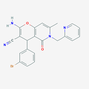 2-amino-4-(3-bromophenyl)-7-methyl-5-oxo-6-(pyridin-2-ylmethyl)-5,6-dihydro-4H-pyrano[3,2-c]pyridine-3-carbonitrile